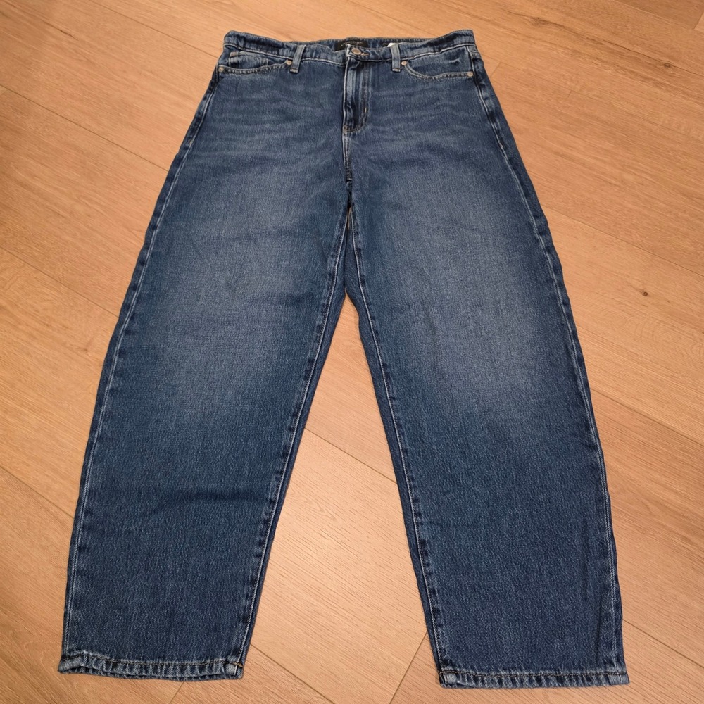 Banana Republic Jeans 30 P Blue Denim High-Rise Barrel Fit Hemlock Wash 34x28